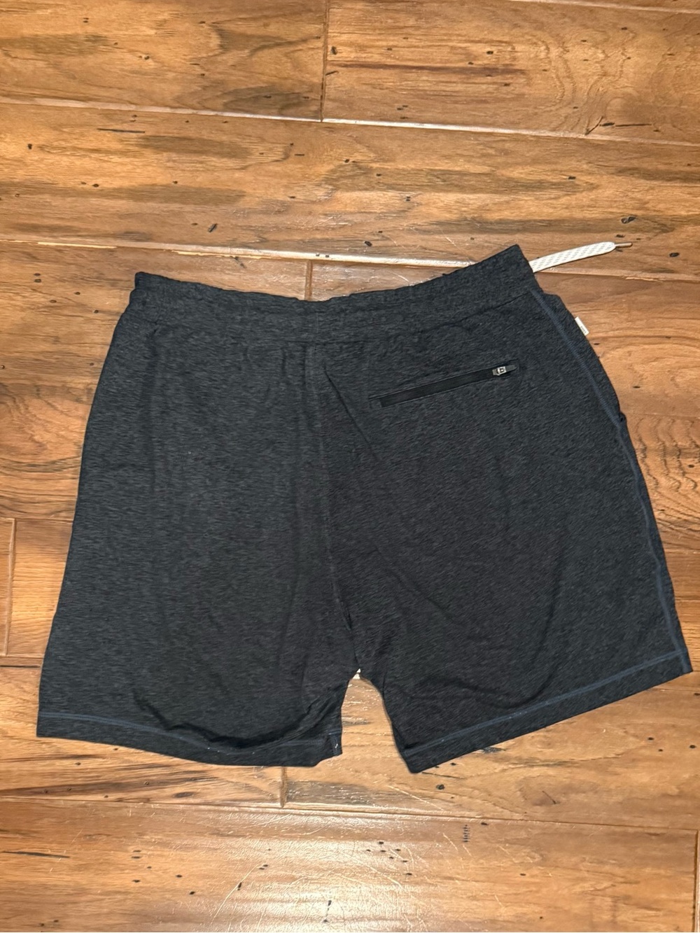 Vuori Charcoal Heather Athletic Shorts with White Drawstring - Picture 2 of 3